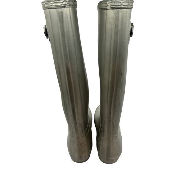 Hunter Original Sz 10 Silver Rubber Pull On Buckle Womens Riding Rain Boots - Picture 8 of 8